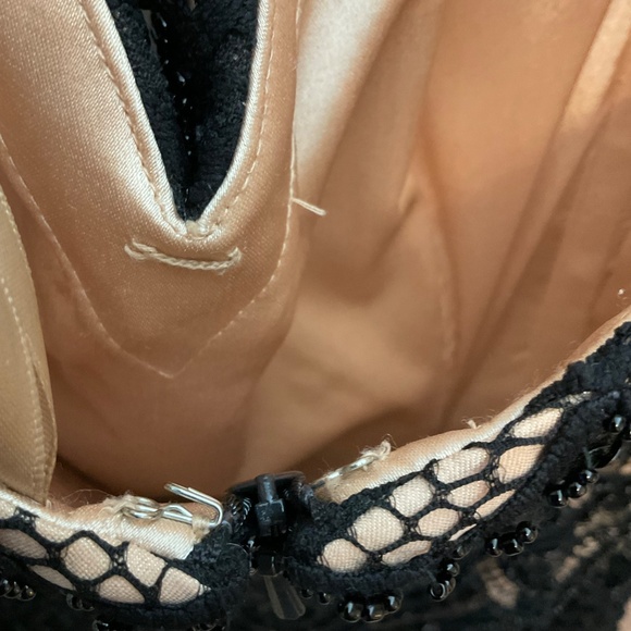 Jovani Corset Beaded Sheer Lace Elegant Black and Silver Mini Dress size 2 - Picture 12 of 14